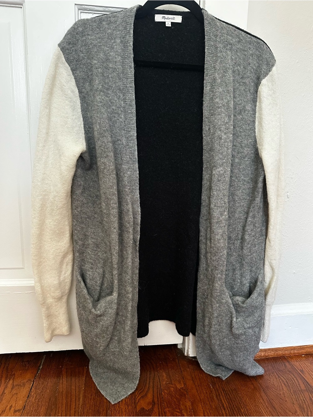 Madewell color block cardigan - black / gray / cream - Small
